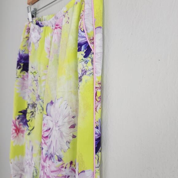 Anthropologie By Eloise Yellow Floral Satin Pajama Pant Sleepwear Small - Picture 8 of 12